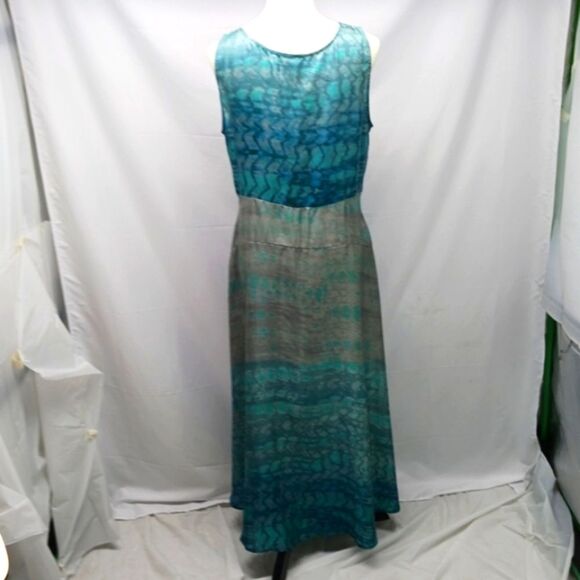 Sundance Watercolor Blue Sleeveless 100% Silk Maxi Dress Vintage Boho Size 12... - Picture 7 of 16
